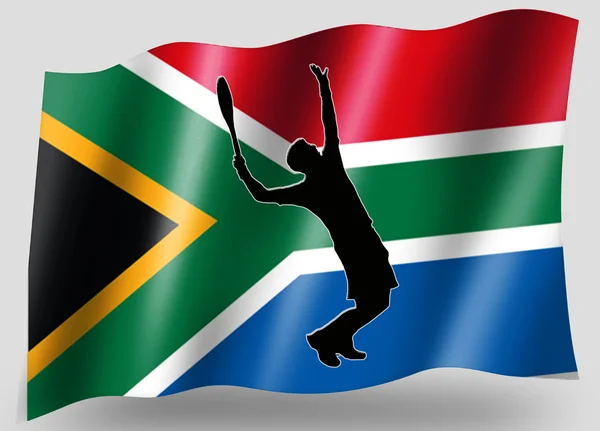 Ülke bayrağı simgesi siluet Güney Afrika tenis spor — Stok fotoğraf