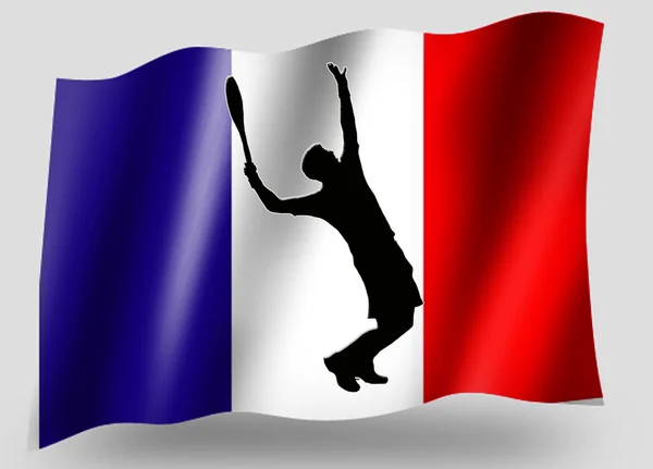 各国の国旗とスポーツ アイコンのシルエットのフランスのテニス — ストック写真
