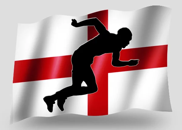 Флаг страны Икона спорта Силуэт Английская лёгкая атлетика — стоковое фото
