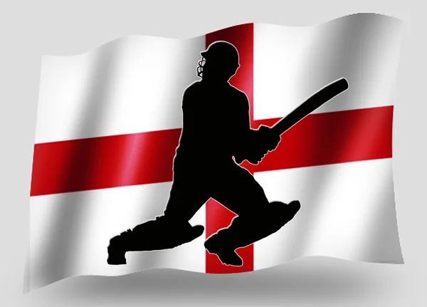 Флаг страны Икона спорта Силуэт Английский крикет Бэтсмен — стоковое фото