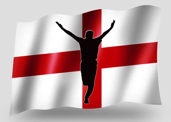 Land vlag sport pictogram silhouet Engelse cricket bowler — Stockfoto
