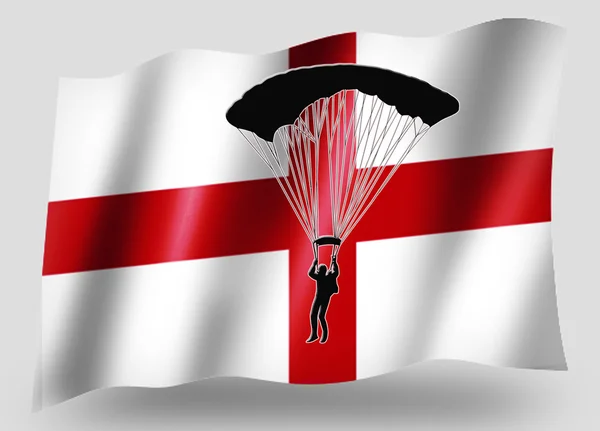 Vlag land sport pictogram silhouet Engels parachutespringen — Stockfoto