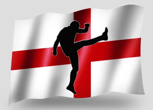 Ülke bayrağı simgesi siluet İngiliz rugby yüksek tekme spor — Stok fotoğraf