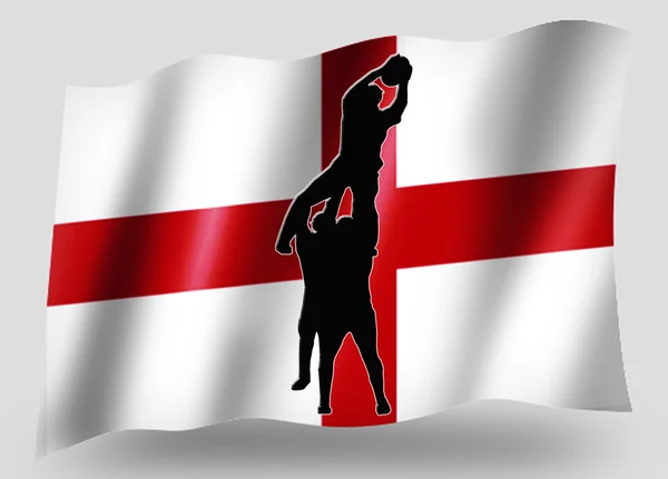 Lands flagg sport ikonen silhuett engelsk rugby lineout — Stockfoto