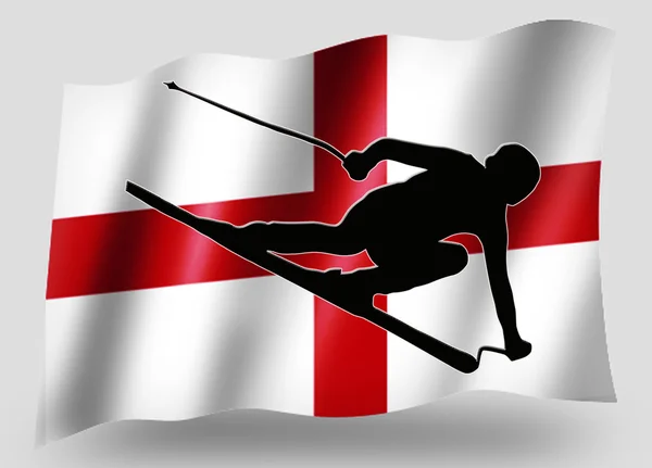 Flaga kraju sport ikony sylwetka narciarskich Polski — Zdjęcie stockowe