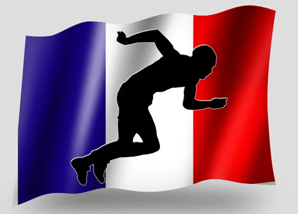 Країну прапор спорт значок силует французький легкої атлетики — стокове фото