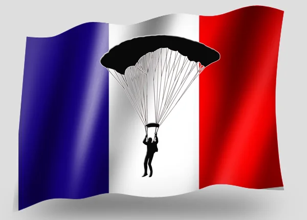Країну прапор спорт значок силует Французька стрибки з парашутом — стокове фото