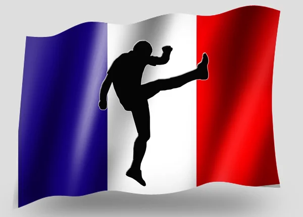 Land Flagge Sport-Ikone Silhouette Französisch Rugby High Kick — Stockfoto