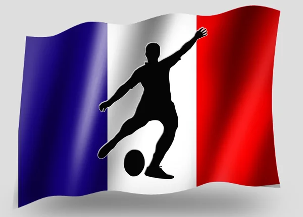 Vlajka země sportovní ikona silueta francouzské rugby místo kick — Stock fotografie