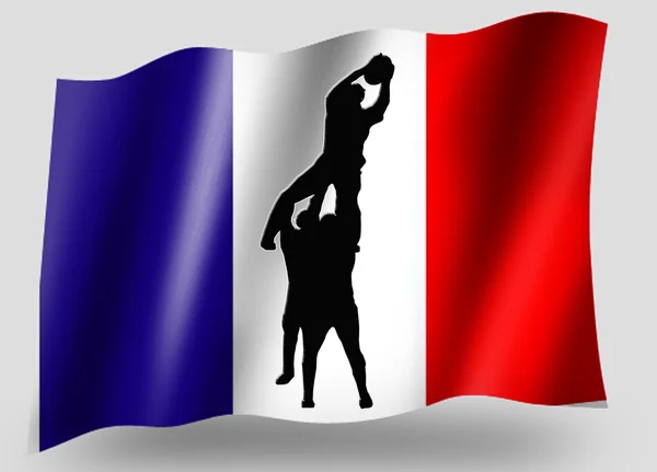 Country Flag Sport Icon Silhouette French Rugby Lineout — Stock Photo, Image