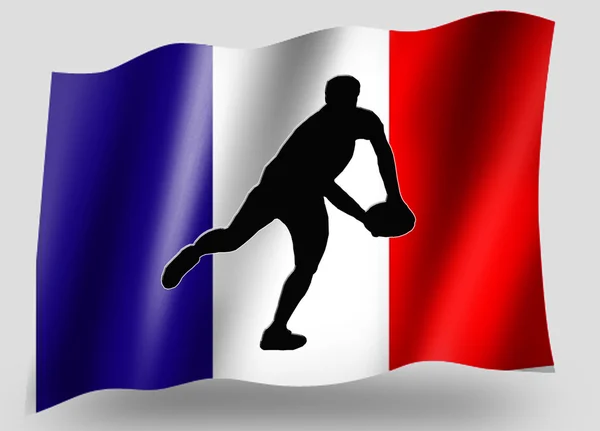 Ülke bayrağı spor simgesi siluet Fransız rugby geçmek — Stok fotoğraf