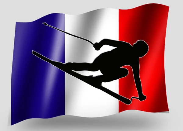国家国旗体育图标的轮廓法国滑雪 — 图库照片