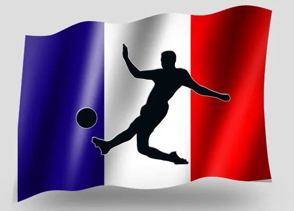 Vlag land sport pictogram silhouet Franse voetbal — Stockfoto