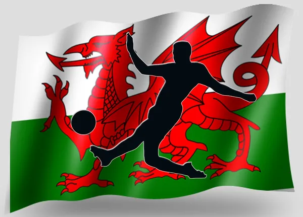 Ülke bayrağı spor simgesi siluet Galce futbol — Stok fotoğraf