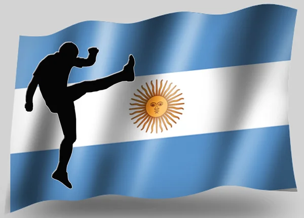 Ülke bayrağı simgesi siluet Arjantinli rugby yüksek tekme spor — Stok fotoğraf