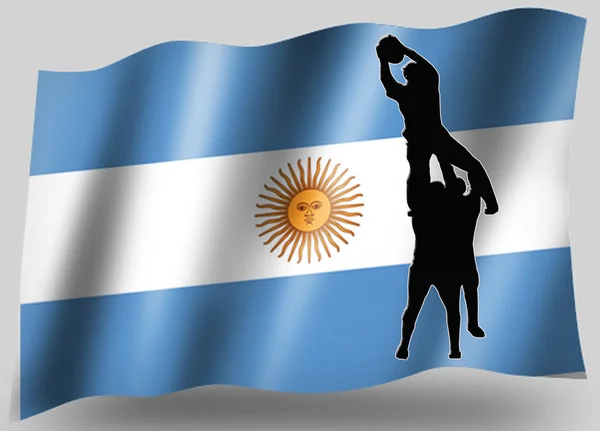Lands flagg sport ikonen silhuett argentinsk rugby lineout — Stockfoto