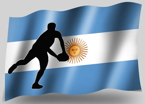 Ülke bayrağı spor simgesi siluet Arjantinli rugby geçmek — Stok fotoğraf