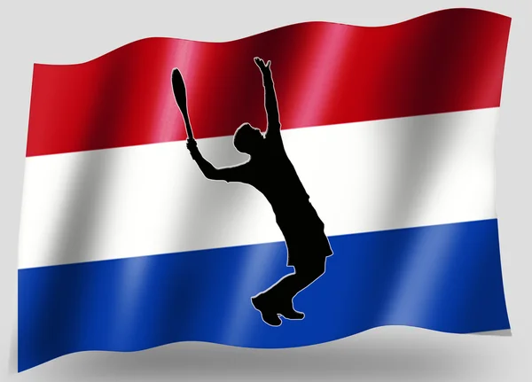 Vlajka země sportovní ikona silueta holandské tenis — Stock fotografie