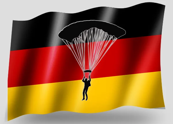 Ülke bayrağı siluet simge Alman paraşütle atlama spor — Stok fotoğraf