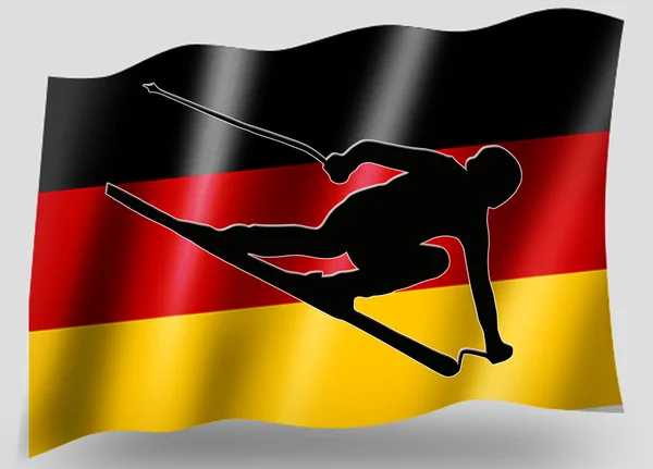 Vlajka země sportovní ikona silueta německé lyžařské — Stock fotografie