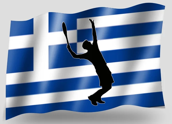 Vlajka země sportovní ikona silueta Řecko tenis — Stock fotografie