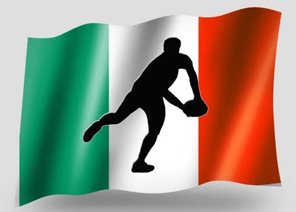 Pays drapeau sport icône silhouette rugby irlandais col — Photo