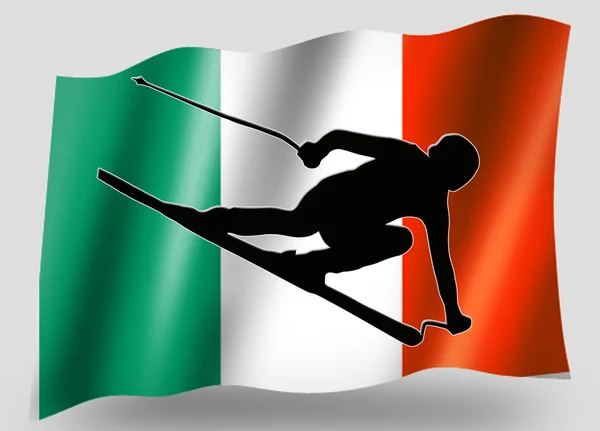 Vlajka země sportovní ikona silueta irské lyžařské — Stock fotografie