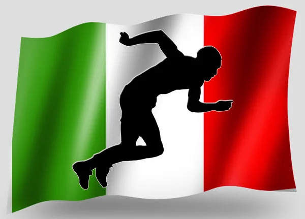 Vlajka země sportovní ikona silueta italské atletiky — Stock fotografie