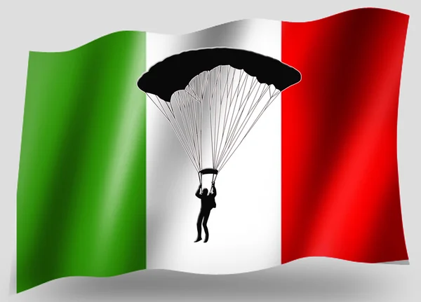 Vlag land sport pictogram silhouet Italiaanse parachutespringen — Stockfoto