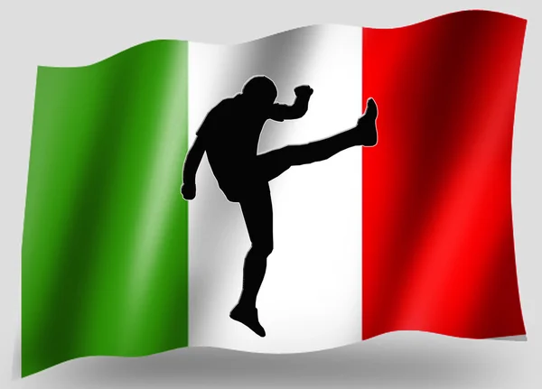 Vlag land sport pictogram silhouet Italiaanse rugby kick — Stockfoto