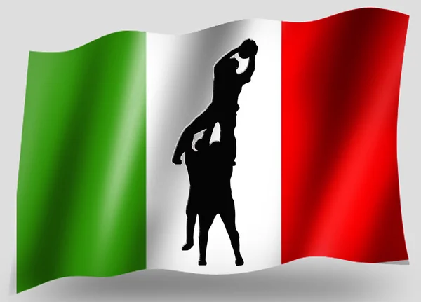 Vlag land sport pictogram silhouet Italiaanse rugby linout — Stockfoto
