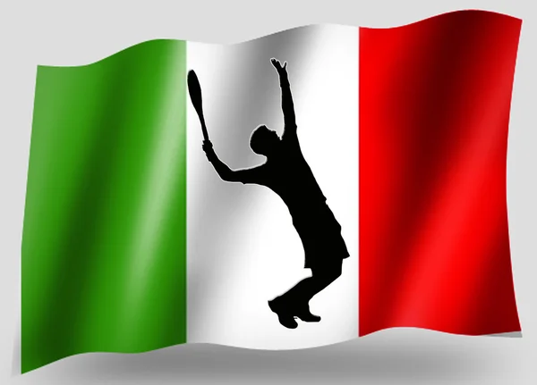 Vlag land sport pictogram silhouet Italiaanse tennis — Stockfoto