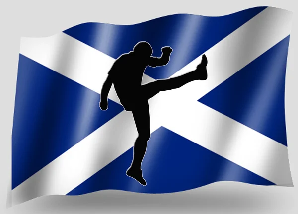 Прапор країни спорт значок силует шотландський регбі високого Kicker — стокове фото