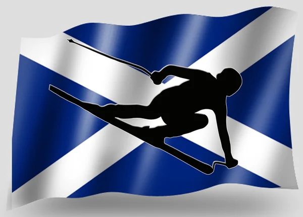 国家国旗体育图标的轮廓苏格兰滑雪 — 图库照片