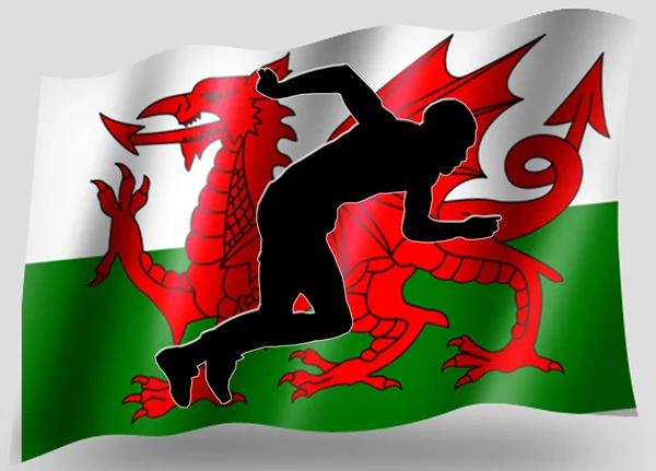 Kraj bandery sportowe ikony sylwetka walijski-lekkoatletyka — Zdjęcie stockowe