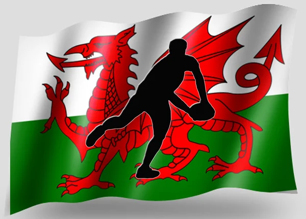 Ország flag sport ikon silhouette walesi rögbi-hágó — Stock Fotó
