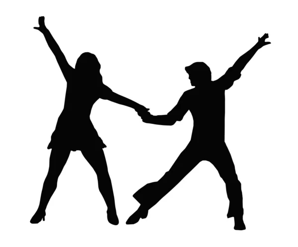 70 年代のカップルのダンス — ストックベクタ