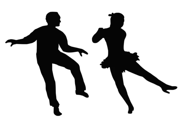 Dancing Couple Steps and Kick — Stock Vector