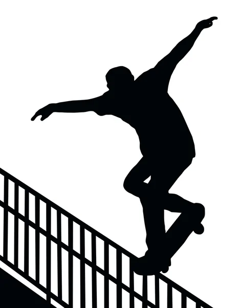 Skateboard nér järnväg bild — Stock vektor