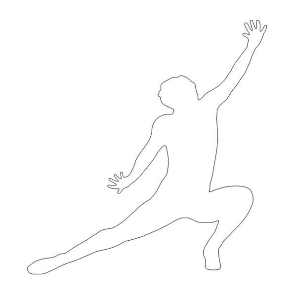 Zarys taniec pani klęcząc rozprzestrzeniania nogi — Zdjęcie stockowe