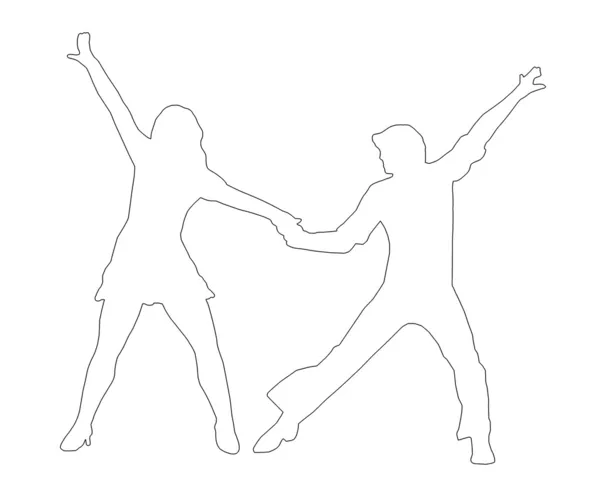 Outline Dancing Couple 70s — Stock Photo, Image