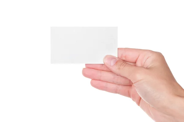 Χέρι που κρατά ένα άδειο επαγγελματική κάρτα — Φωτογραφία Αρχείου