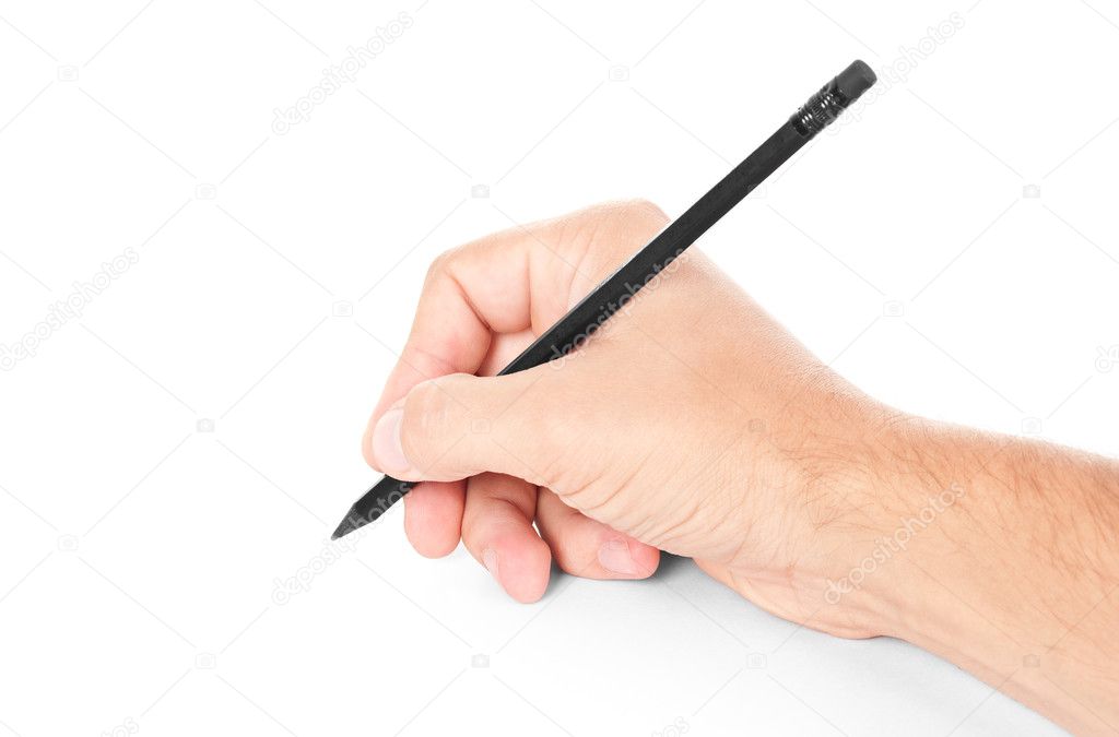 Black pencil in hand