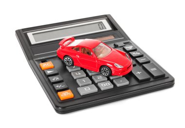 Calculator and red toy car clipart