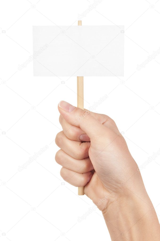 Blank sign in fist