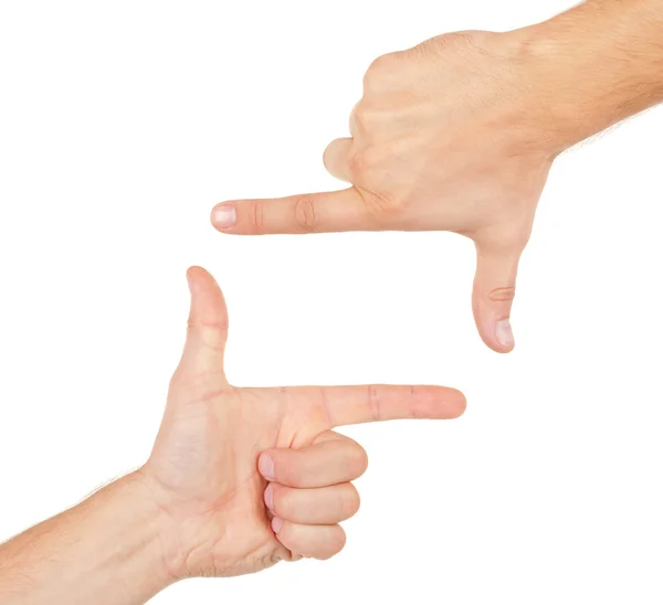 Ręce w kształcie celownika lub ramki — Zdjęcie stockowe