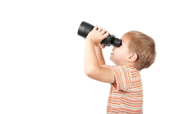 Chlapec s dalekohledem — Stock fotografie
