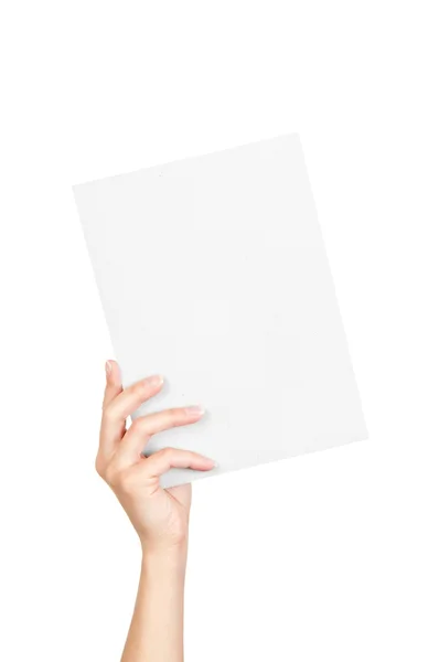 Tarjeta de papel en mano de mujer — Foto de Stock