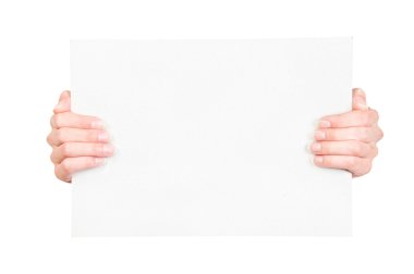 Hand holding blank paper clipart