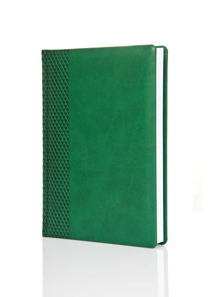 Libro de tapa dura verde en blanco con adorno — Foto de Stock